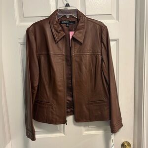 Kasper brown leather jacket size XL